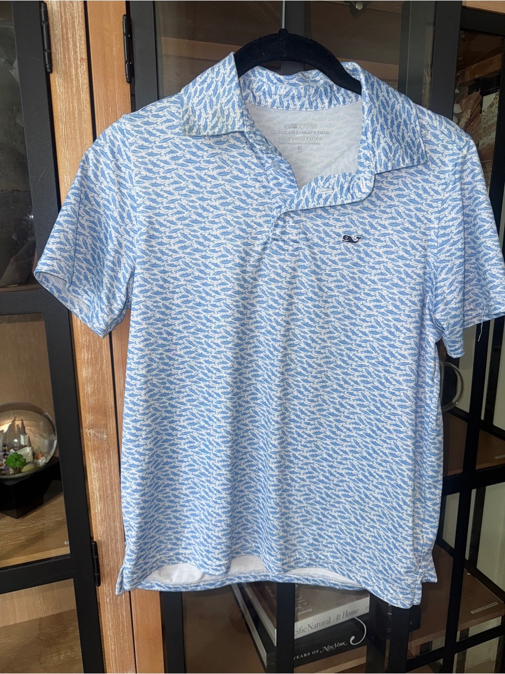 Vineyard Vines boys performance polo shirt on the go santaky fishing print golf - Picture 1 of 5